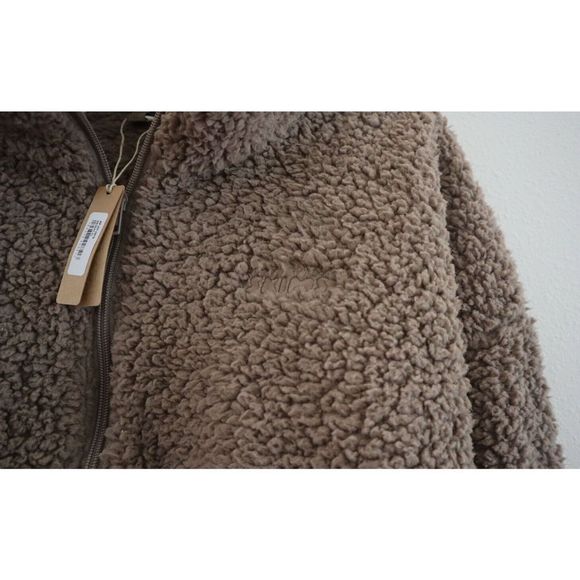 SKIMS AP-ZIP-0878 Womens Sz XL Desert Teddy High Pile Fleece Crop Zip Jacket $90 - Picture 3 of 12